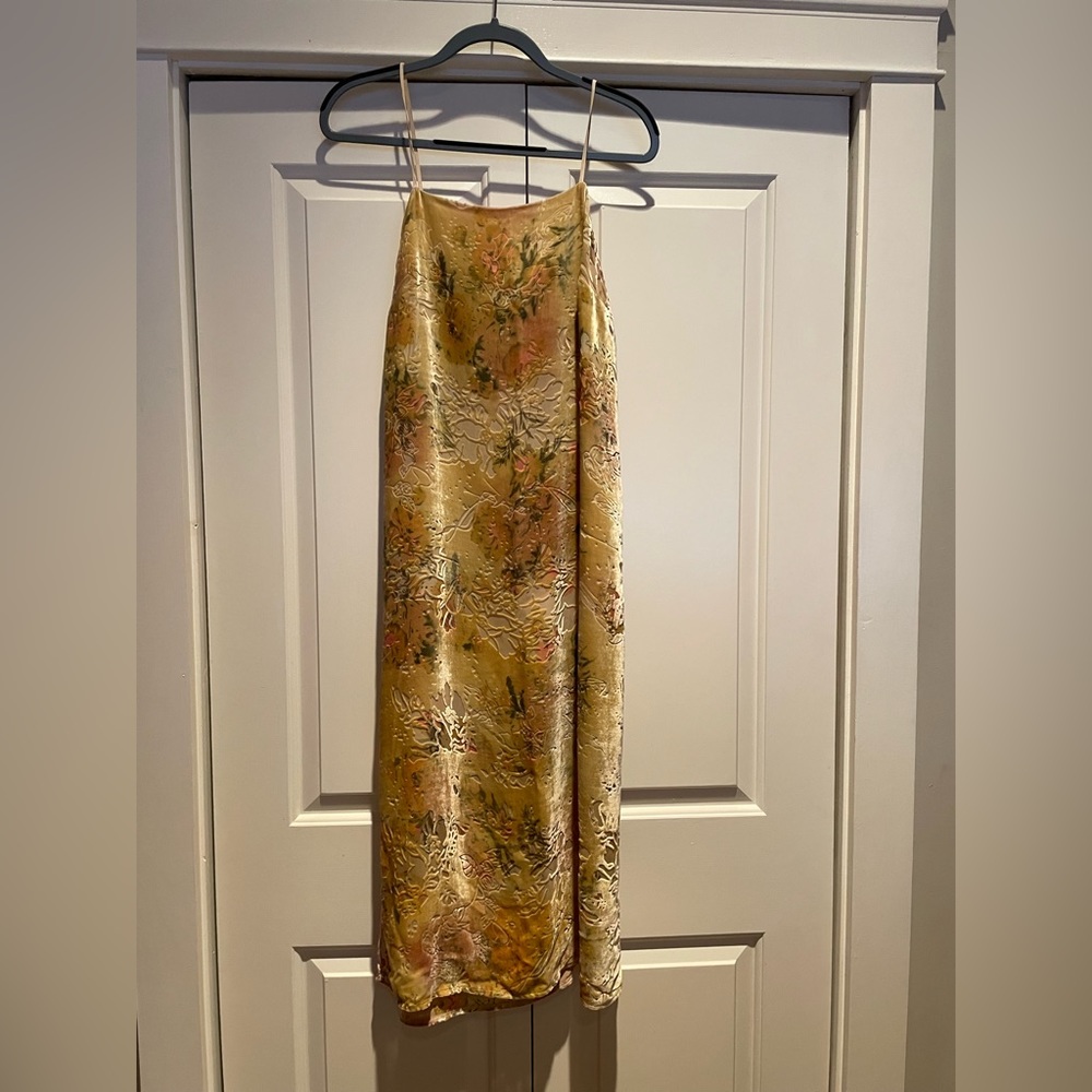 Anthropologie (Seen) Silk/Rayon Gold Maxi Sundress Size 6